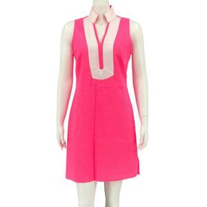 Sail to Sable Dress Womens Small Pink Sheath Sleeveless Linen Preppy Resort